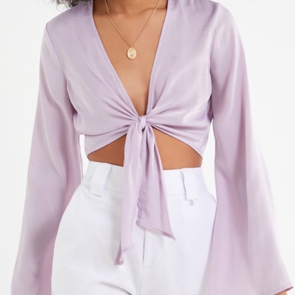 Urban Outfitters Tops - Urban Outfitters Shiny Tie Crop Top!
